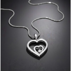 Mined Real Diamond Heart Necklace Sterling Silver Brand new
